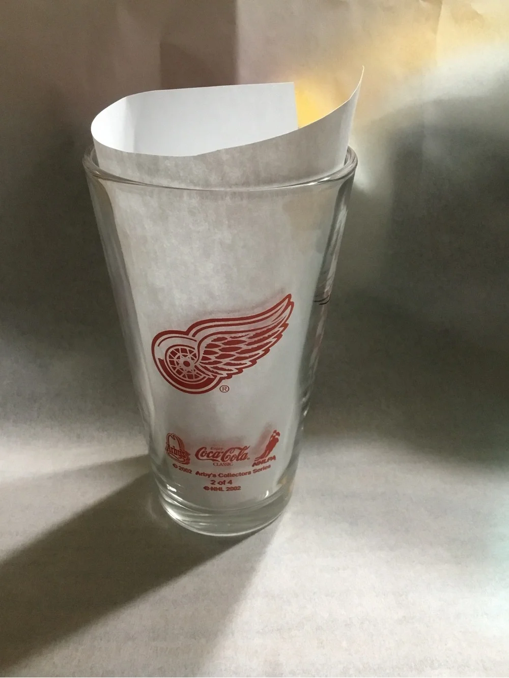 Detroit Red Wings Arby’s player glass.